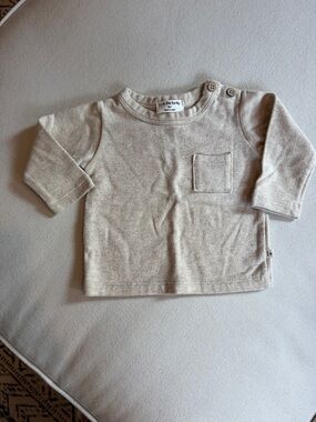 1+ in the family - Baby Cream Long-Sleeve Pocket Top 6 month